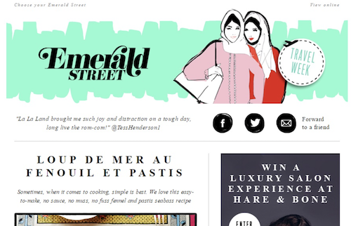 screenshot of the emerald street website I worked on