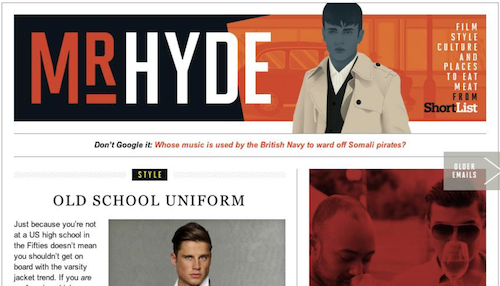 screenshot of the mr hyde website I worked on